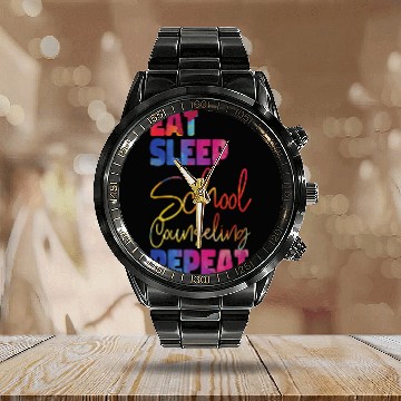 Discover School Counselor Watercolor Eat Calendar Steel Band Watch