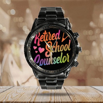 Discover School Counselor Retired Calendar Steel Band Watch
