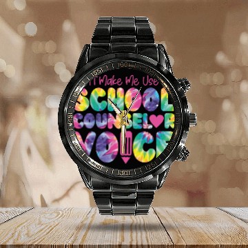 Discover School Counselor Tie Dye Don't Calendar Steel Band Watch