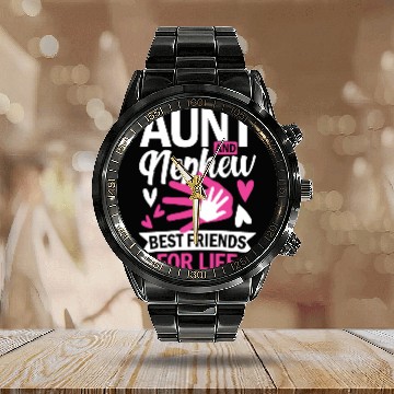 Discover aunt and nephew best friends for life Calendar Steel Band Watch