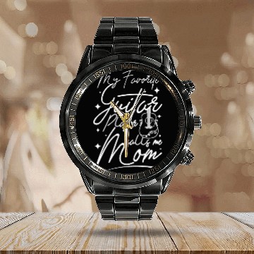 Discover My favorite guitar player calls me mom Calendar Steel Band Watch