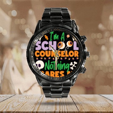 Discover School Counselor Mom Halloween I'm Calendar Steel Band Watch