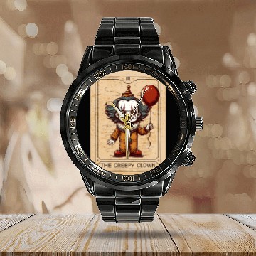 Discover Clown - Clown Tarot - Scary Clown Halloween Clown Calendar Steel Band Watch