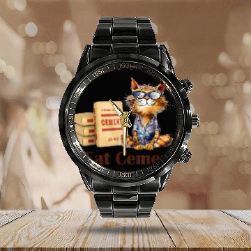 Discover I eat cement cursed cat funny oddly specific meme Calendar Steel Band Watch