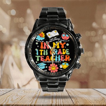 Discover In My 1th Grade Teacher Era Back To School Retro T Calendar Steel Band Watch
