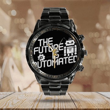 Discover Robotics AI Automation Machine Learning Calendar Steel Band Watch