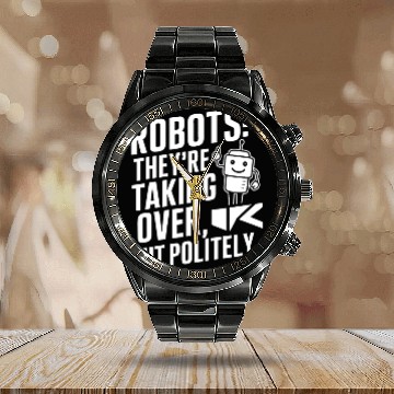 Discover Robotics AI Automation Machine Learning Calendar Steel Band Watch