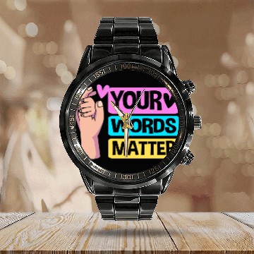 Discover Speech Language Pathologist Your Words Matter Calendar Steel Band Watch