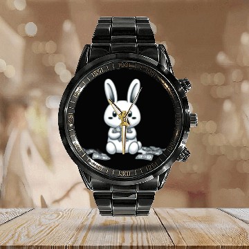 Discover lucky money rabbit Calendar Steel Band Watch