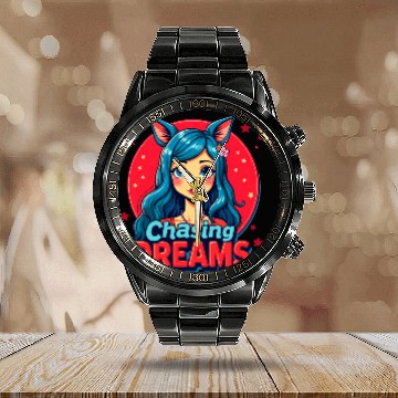 Discover Anime Girl with Cat Ears Calendar Steel Band Watch