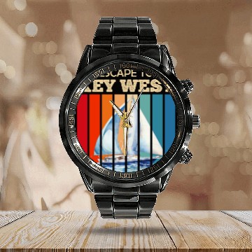 Discover Florida ESCAPE TO KEY-WEST Sailing Outfit Calendar Steel Band Watch