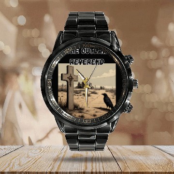 Discover The Outlaw Reverend, Crow And Cross Calendar Steel Band Watch