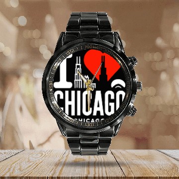 Discover I Love Chicago The Windy City Chi-Town Calendar Steel Band Watch