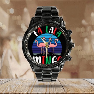 Discover Candy Cane Flamingoes Fa La La Mingo Flamingo Calendar Steel Band Watch