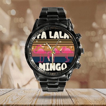 Discover Candy Cane Flamingoes Fa La La MINGO Flamingo Calendar Steel Band Watch
