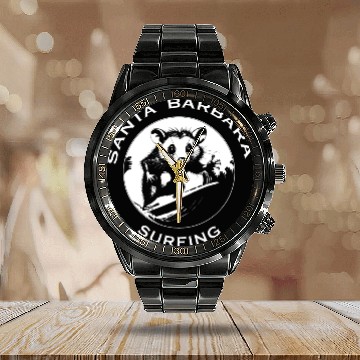 Discover santa barbara surfing Calendar Steel Band Watch