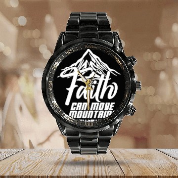 Discover Faith Can Move Mountains Love Jesus Christian Calendar Steel Band Watch