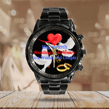 Discover Happy 27th Wedding anniversary to a wonderful Calendar Steel Band Watch