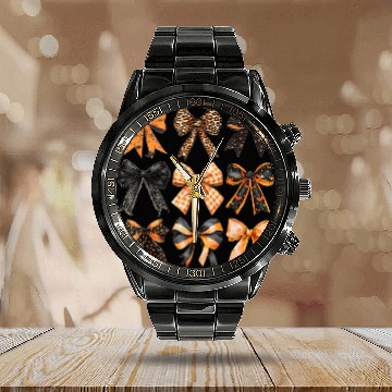 Discover Coquette Halloween Bow Girly Spooky Season Hallowe Calendar Steel Band Watch