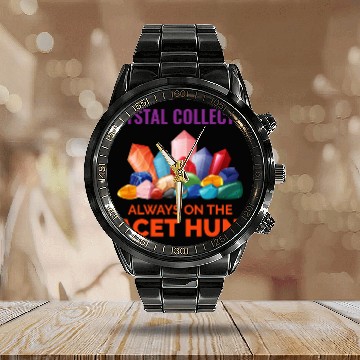 Discover Crystal Collecting Rock Hunting Mineral Collector Calendar Steel Band Watch