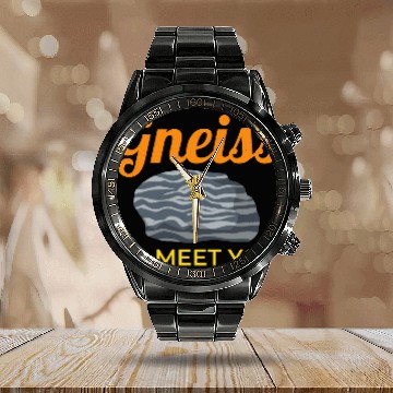 Discover Gneiss Crystal Mineral Collecting Rock Hunting Calendar Steel Band Watch