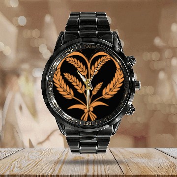 Discover Wheat Cereal Grain Food Lover Funny Design Calendar Steel Band Watch