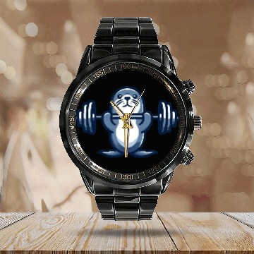 Discover Seal dumbbell gym fitness workout training Calendar Steel Band Watch