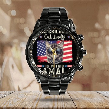 Discover This childless Cat lady for kamala Harris 2024 Calendar Steel Band Watch