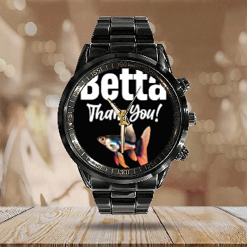 Discover Betta Than You! Fish Lover Siamese Fishkeeping Calendar Steel Band Watch