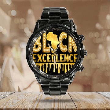 Discover Black Excellence Calendar Steel Band Watch