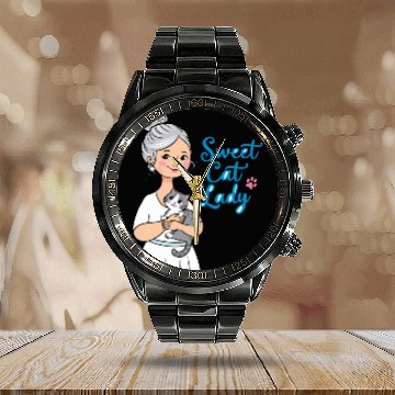 Discover sweet cat lady Calendar Steel Band Watch