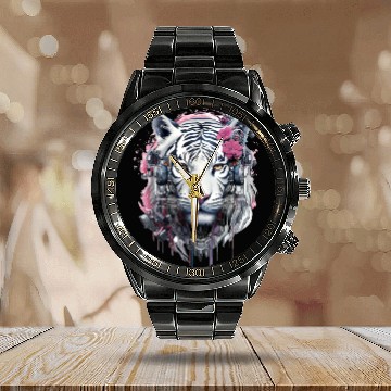 Discover Tiger Animal Nature Motif Drawing Illustration Fac Calendar Steel Band Watch