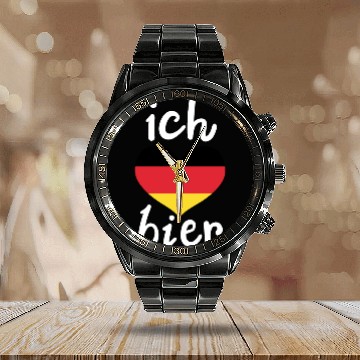 Discover Germany Germany Flag Calendar Steel Band Watch
