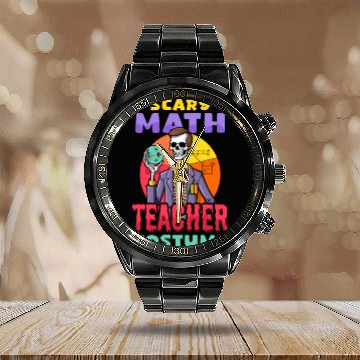 Discover Halloween Math Teacher Scary Math Teacher Costume Calendar Steel Band Watch