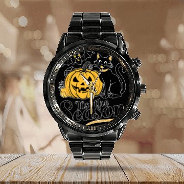 Discover Tis the season Halloween bats pumpkin fall funny Calendar Steel Band Watch