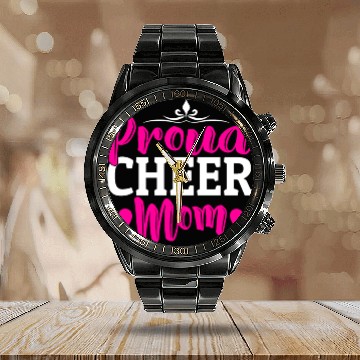 Discover Proud Cheer Mom Cheerleading Mommy Mother's Day Calendar Steel Band Watch