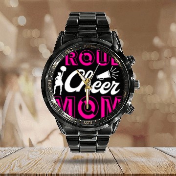 Discover Proud Cheer Mom Cheerleading Mommy Mother's Day Calendar Steel Band Watch