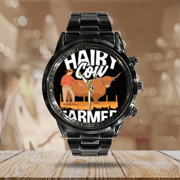 Discover Hairy Cow Farmer Highland Cow Calendar Steel Band Watch