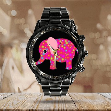 Discover Elephant Flowers Eye Attractive Funny Animal lover Calendar Steel Band Watch