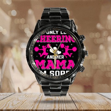Discover Loves Cheer Mom Cheerleading Mommy Mother's Da Calendar Steel Band Watch