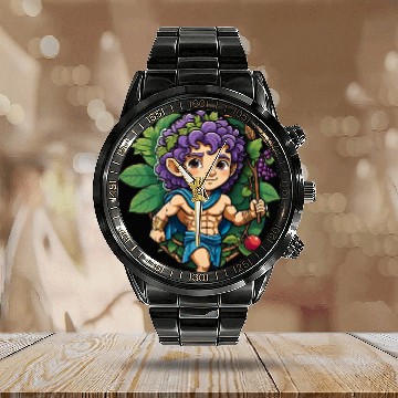 Discover Cute Dionysus Greek Mythology God Calendar Steel Band Watch