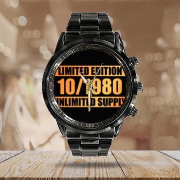 Discover 44th birthday Limited Edition - ꝏ Supply 10/1980 Calendar Steel Band Watch