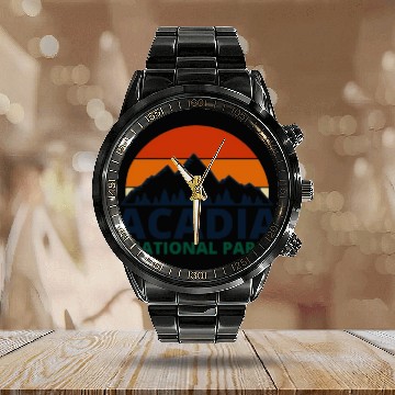 Discover Acadia National Park Calendar Steel Band Watch