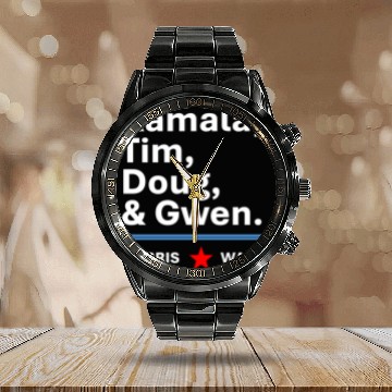 Discover Harris & Walz | Kamala, Tim, Doug & Gwen Calendar Steel Band Watch