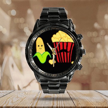 Discover Baby Corn and Popcorn Happy Father’s Day Calendar Steel Band Watch