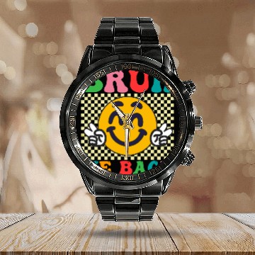 Discover BRUH WE BACK TO SCHOOL Calendar Steel Band Watch