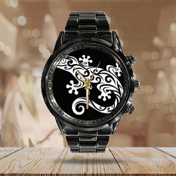 Discover Gecko In T Tattoo Ink Style Calendar Steel Band Watch