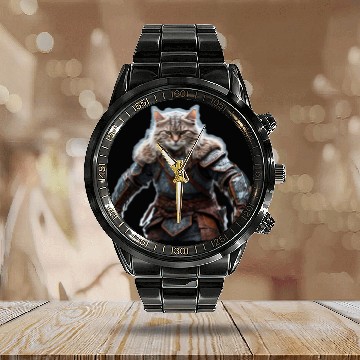 Discover VIking cat Valhalla calling Calendar Steel Band Watch