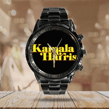 Discover Kamala Harris Jackie Brown style Calendar Steel Band Watch