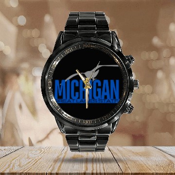 Discover Michigan Great Lakes State Calendar Steel Band Watch